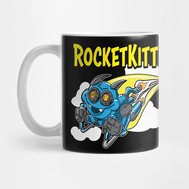 Rocket Kitty rocketing throught the sky by eShirtLabs